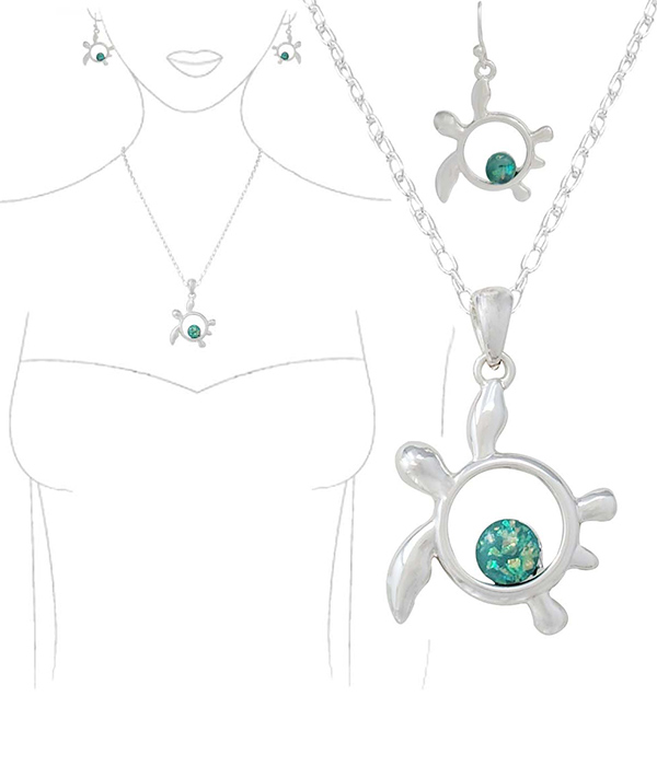 SEALIFE THEME OPAL NECKLACE SET - TURTLE