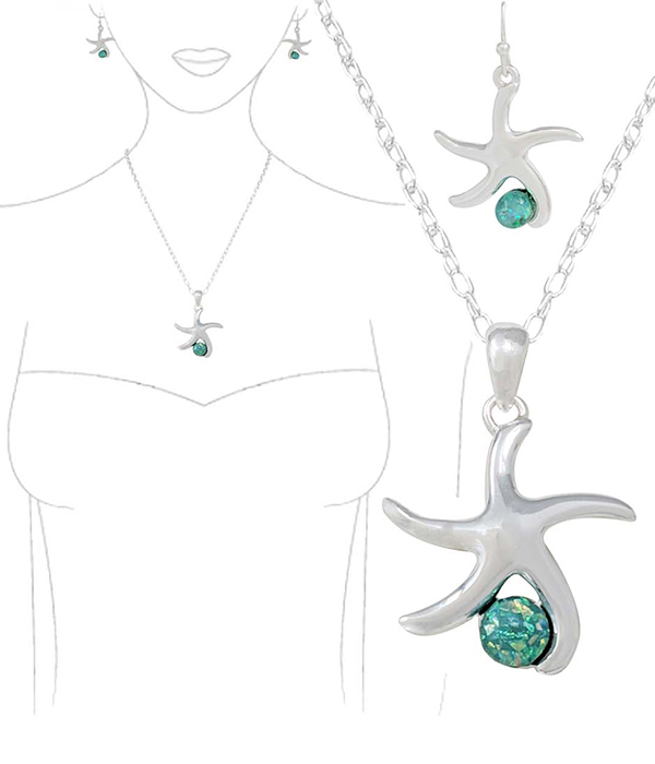 SEALIFE THEME OPAL NECKLACE SET - STARFISH