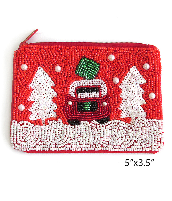 CHRISTMAS THEME MULTI SEEDBEAD HANDMADE WALLET