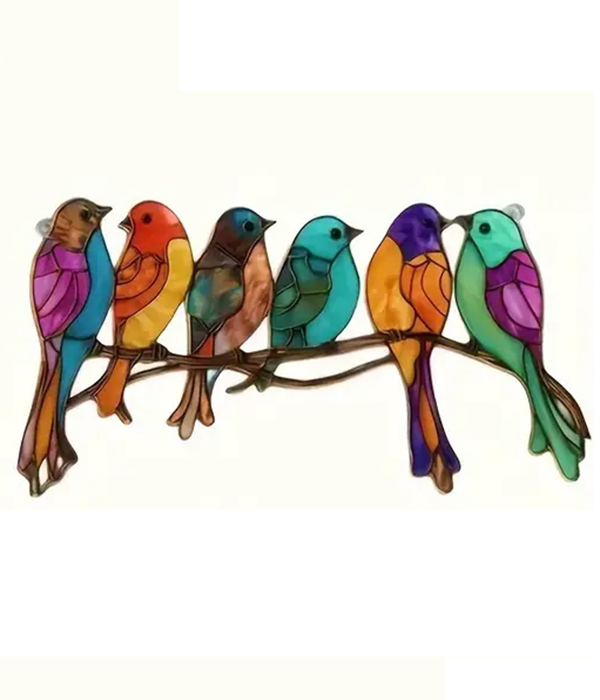 Stained acrylic birds light catcher