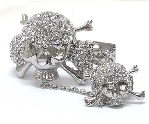 Crystal skull hinge bangle and ring set