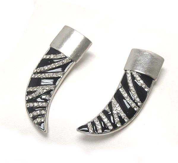 Crystal zebra horn earring