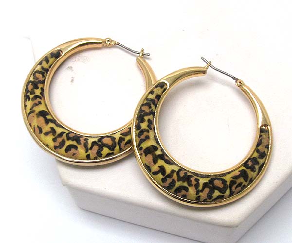 Leopard print fur art hoop earring - hoops