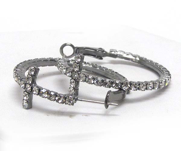 Crystal cross hoop earring - hoops