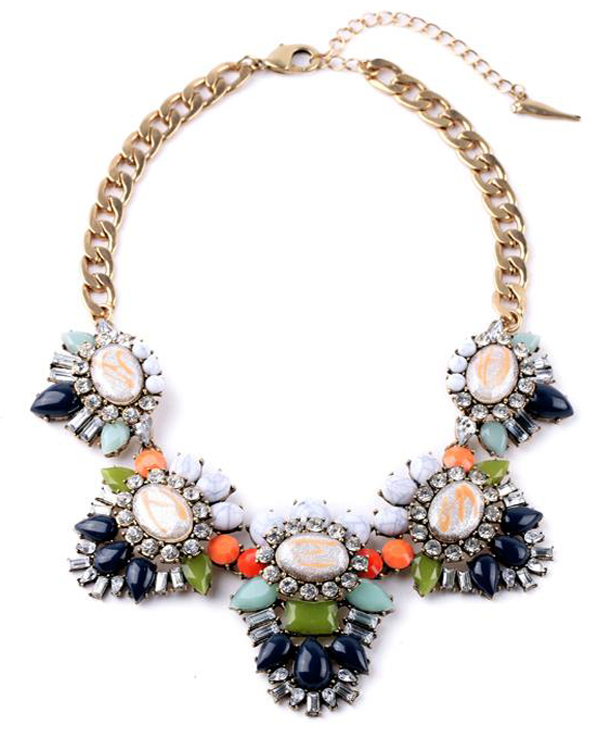 Boutique style multi crystal mix collar necklace
