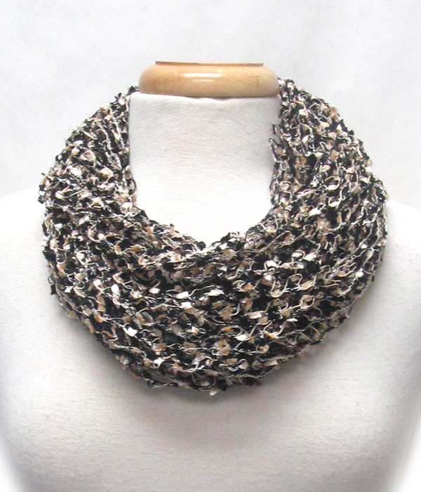 Net and fringe infinity scarf