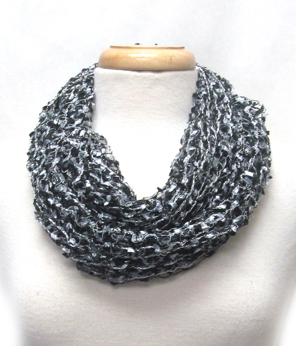 Net and fringe infinity scarf