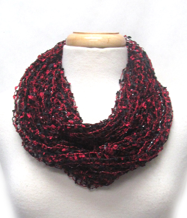 Net and fringe infinity scarf