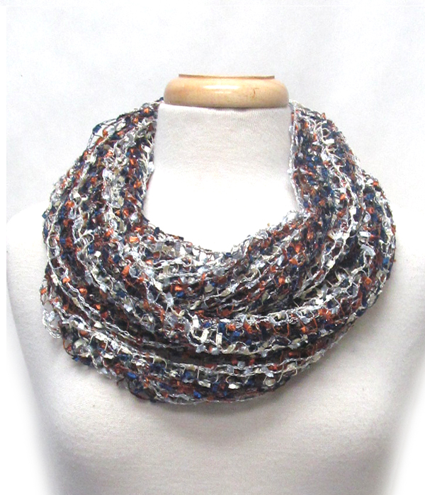 Net and fringe infinity scarf