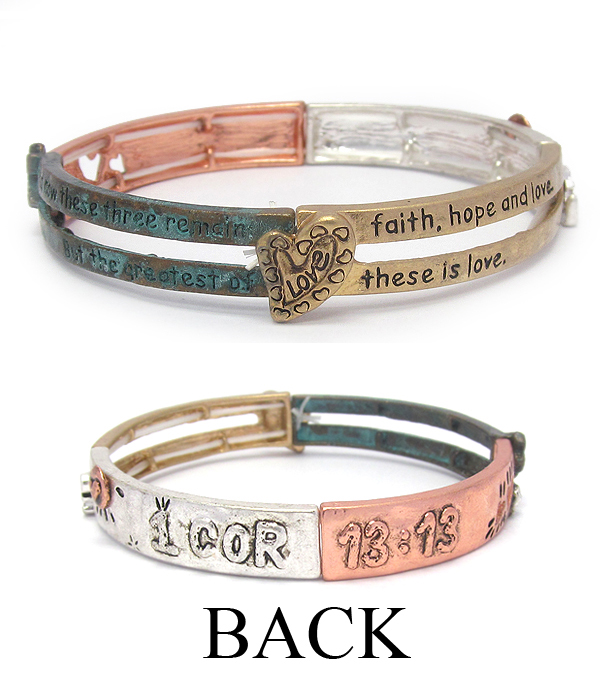 Religious inspiration message stretch bracelet - cor 13:13