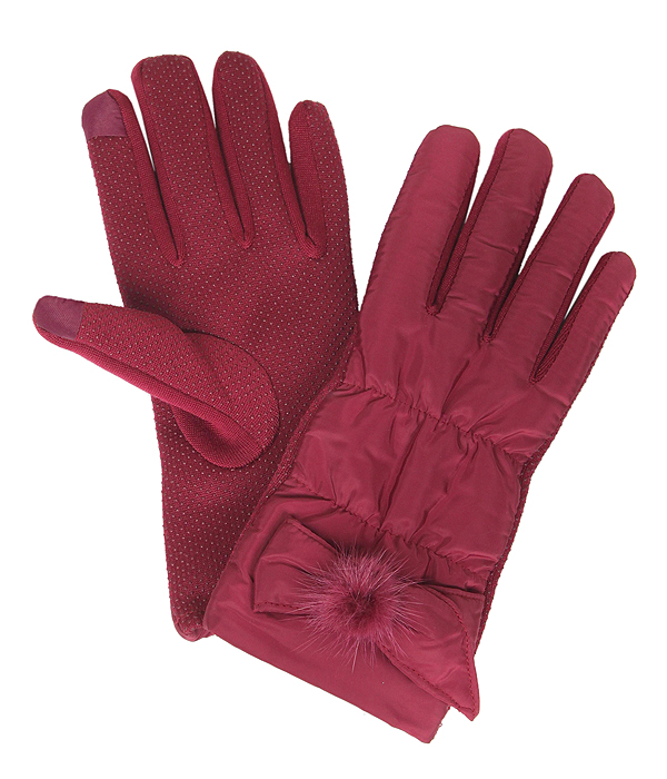 RIBBON DECO SHIRRING GLOVES - 100% POLYESTER