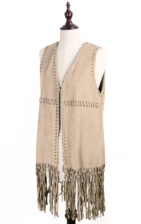 Suede tassel vest