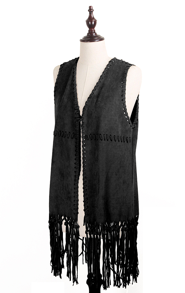 Suede tassel vest
