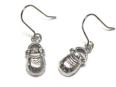 Made in korea whitegold plating crystal baby shoe earring