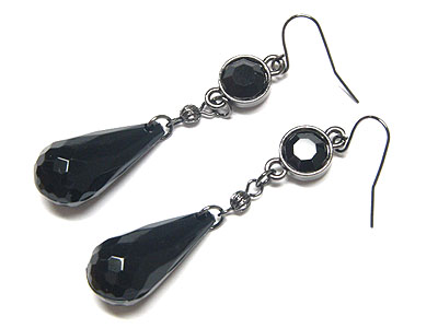 Crystal and facet glass tear drop earring