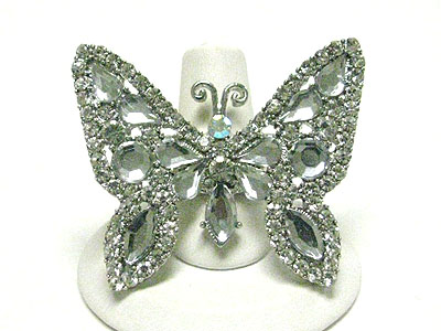 Crystal butterfly stretch ring