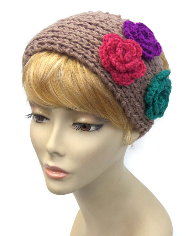 Three flower thick headband