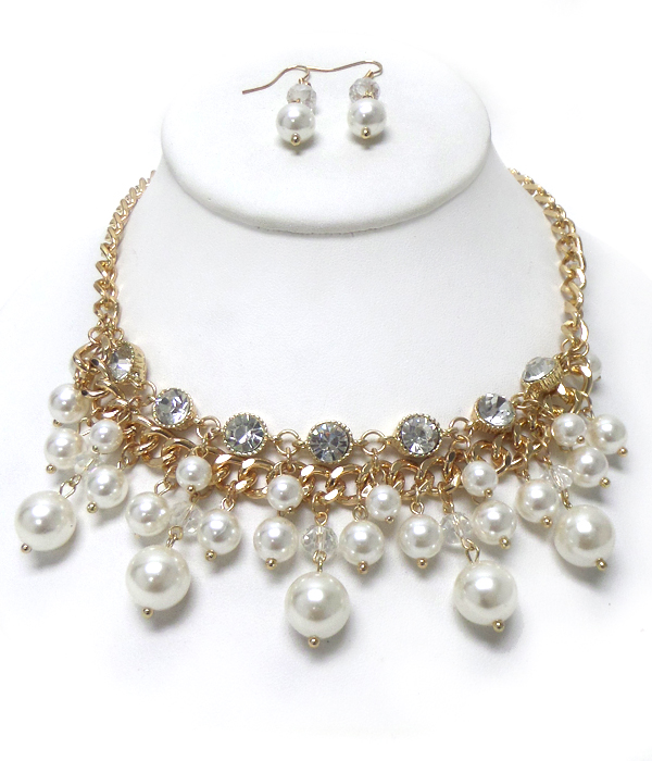 Pearl with crystals necklace set