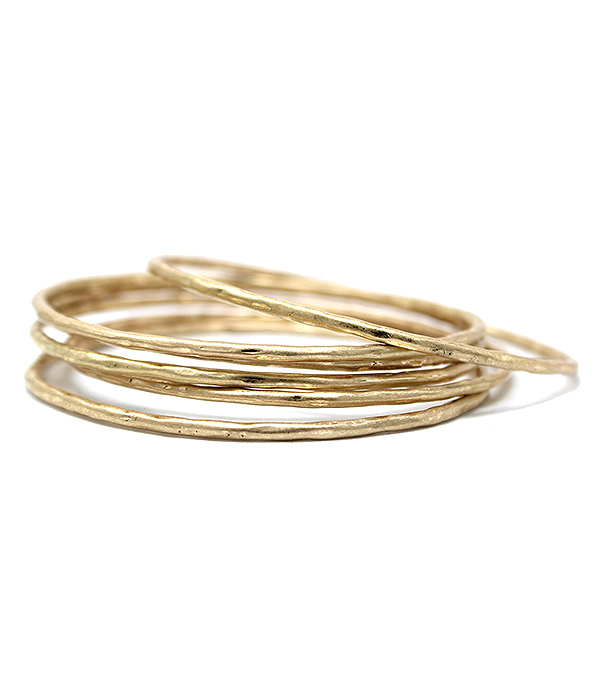 HAMMERED METAL STACKABLE WIRE BANGLE BRACELET SET