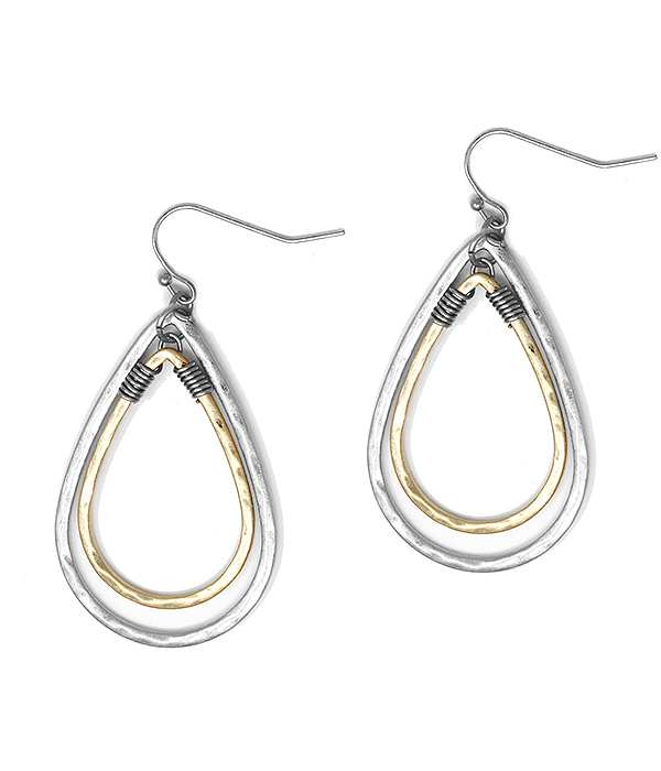 METAL WIRE DOUBLE TEARDROP EARRING