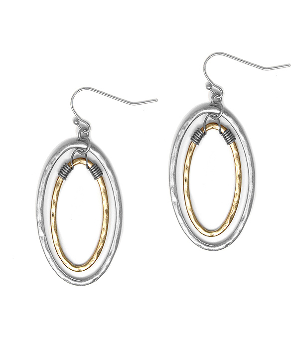 METAL WIRE DOUBLE OVAL EARRING