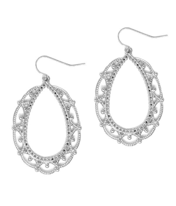 METAL FILIGREE TEARDROP EARRING