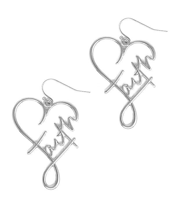 RELIGIOUS INSPIRATION HEART EARRING - FAITH