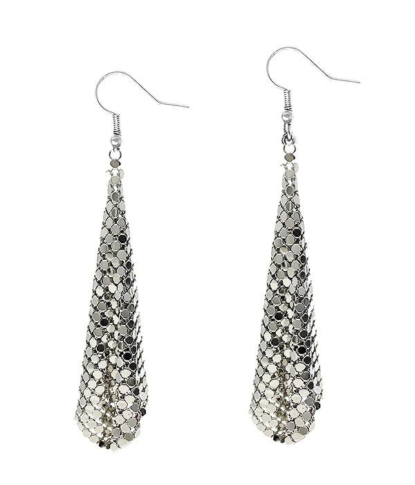 METAL MESH SEQUIN DROP EARRING