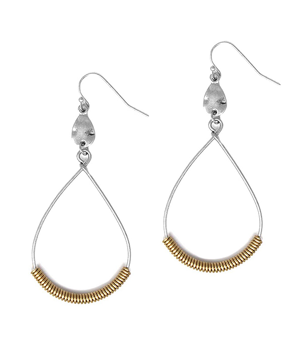 WIRE WRAP TEARDROP HOOP EARRING