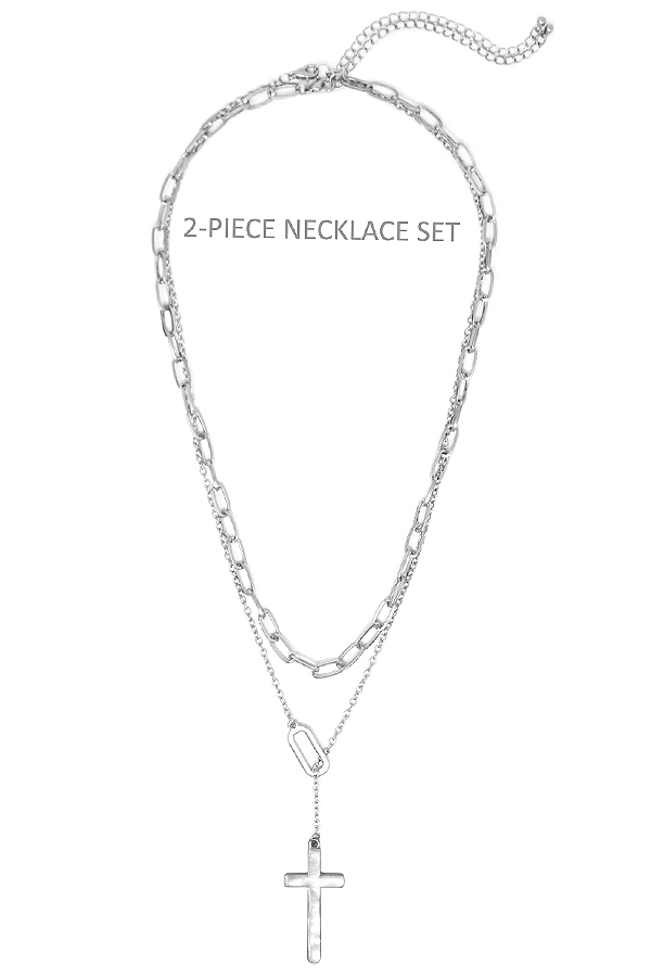 CROSS PENDANT 2 PIECE NECKLACE SET