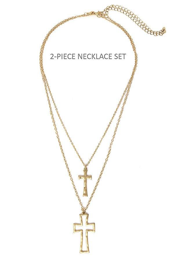 CROSS PENDANT 2 PIECE NECKLACE SET