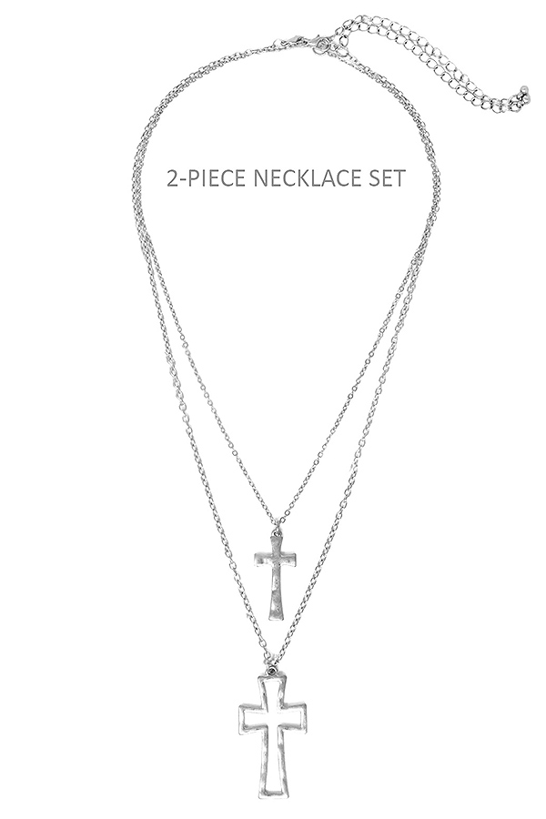 CROSS PENDANT 2 PIECE NECKLACE SET