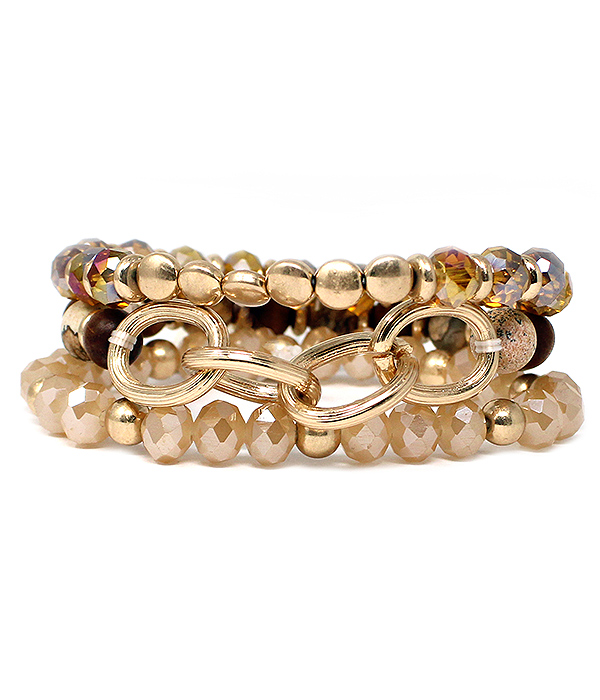 Multi glass bead mix stackable stretch bracelet set