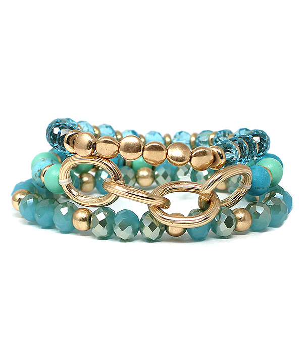 Multi glass bead mix stackable stretch bracelet set