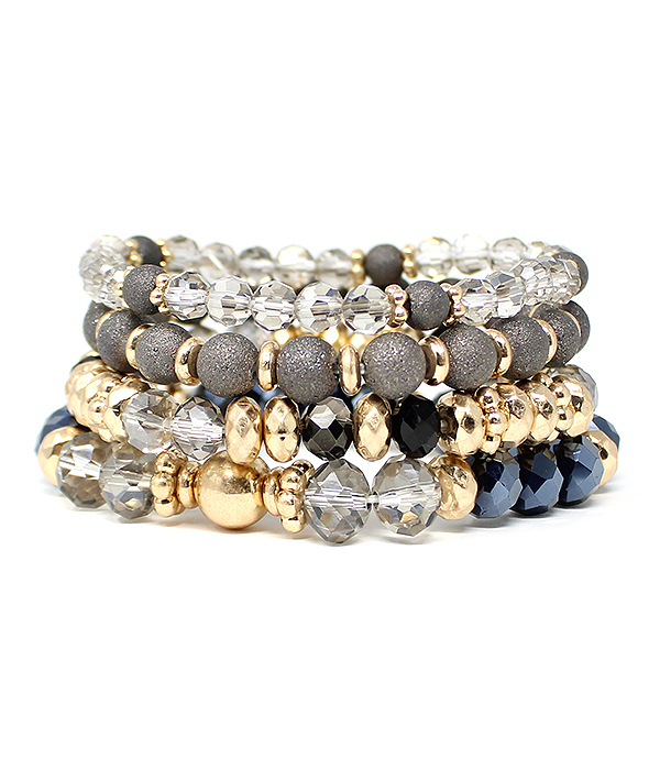 Multi bead mix stackable stretch bracelet set
