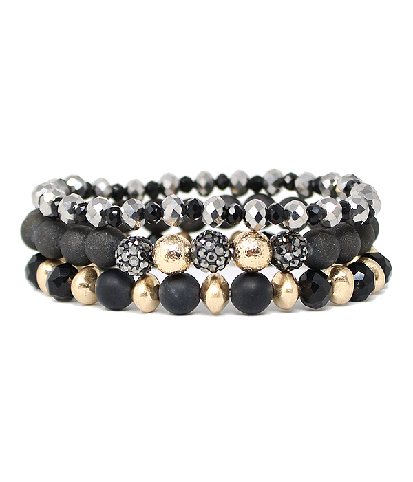 SEMI PRECIOUS BEAD MIX STACKABLE STRETCH BRACELET SET