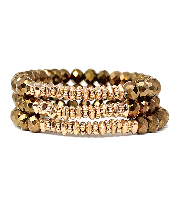 Multi glass bead mix stackable stretch bracelet set