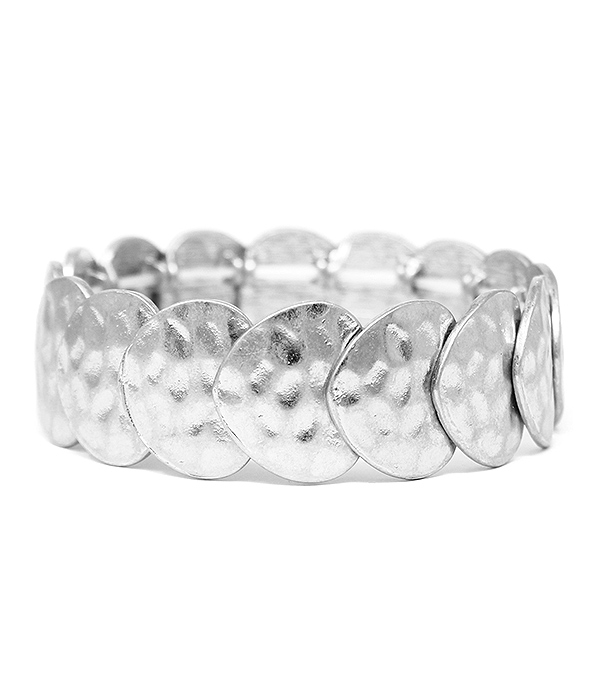 HAMMERED MULTI METAL HEART STRETCH BRACLET