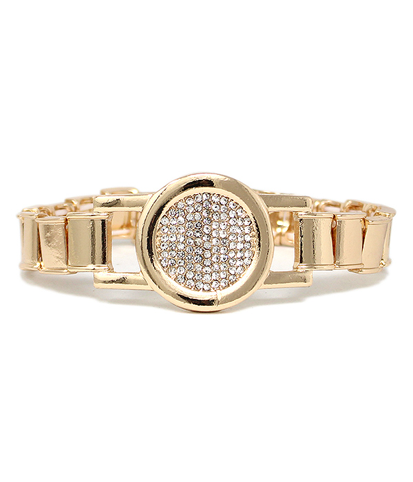 Crystal stud disc stretch bracelet