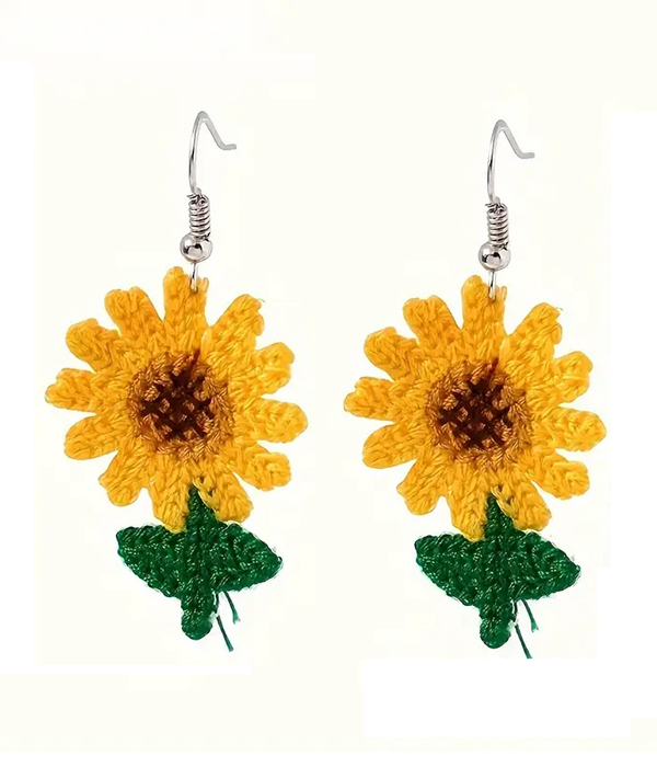 Crochet flower earring - sunflower