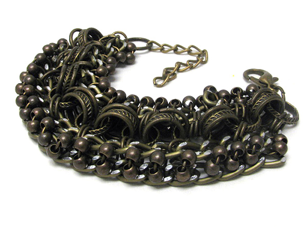 Multi metal ring and ball link chain bracelet