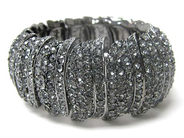 Multi crystal stud metal stretch bracelet