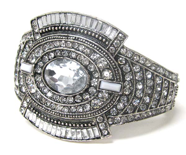 Multi baguette crystal and facet glass center stud bracelet