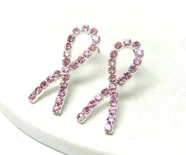 Crystal pink ribbon earring - breast cancer awareness