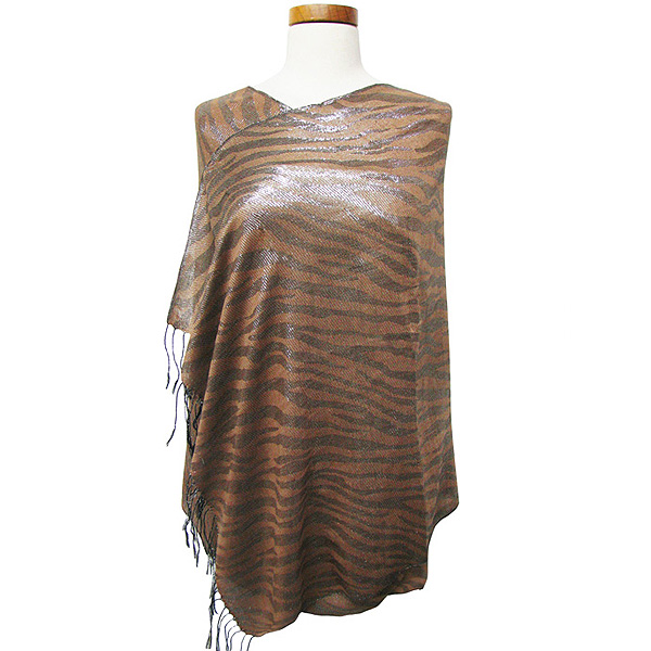 Metallic zebr shawl-55% polyester 30 % viscose 15% metallic