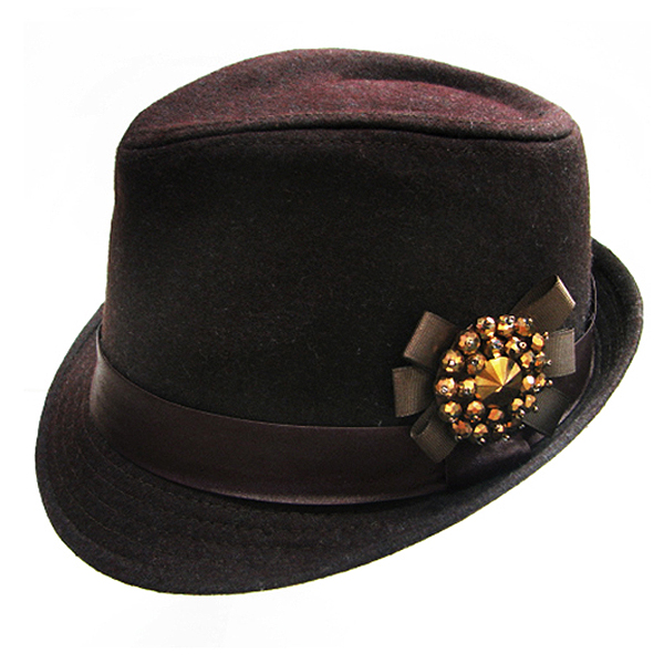 Shiny beaded trim fedora -70% polyester 30% cotton