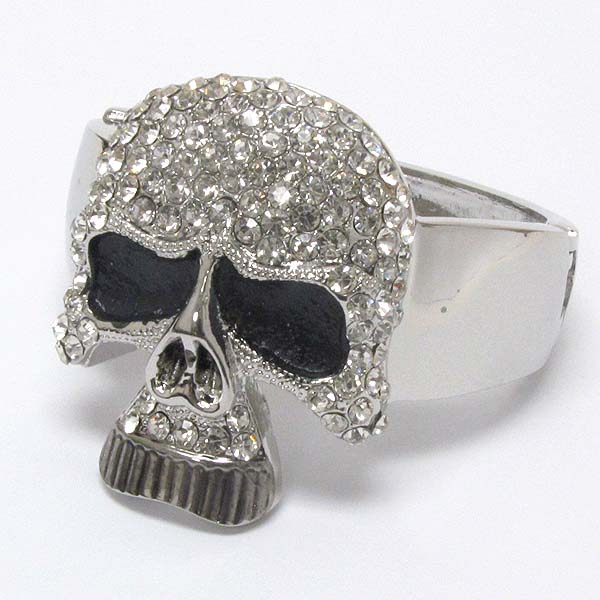 Crystl skull skeleton halloween hinge bangle bracelet