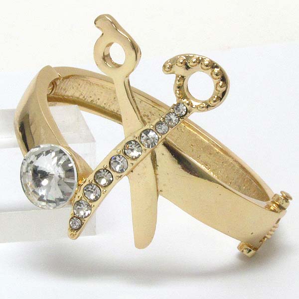 Crystal scissor hinge bangle bracelet
