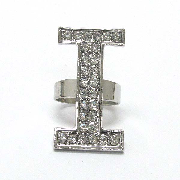 CRYSTAL DECO INITIAL ADJUSTABLE RING - I
