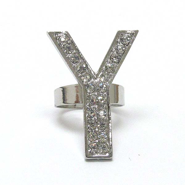 CRYSTAL DECO INITIAL ADJUSTABLE RING - Y